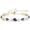 FANCIME Bracciale tennis da donna in argento placcato oro a goccia, Regolabile, Argento sterling, Zaffiro