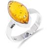HIMALYA QUARTZ Anello statement per uomo e donna, in argento 925, ambra baltica, a forma di marquise, semplice anello boho, anello in pietra preziosa H-SR85-P