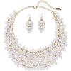 Bocar Collana da donna alla moda, con colletto grosso e cristalli, set di collana e orecchini, fatto a mano, regalo per lei