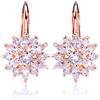 Morsun Regalo Natale Donna Cerchio Orecchini Placcato Oro Fiore Zirconia Cubica Orecchini