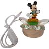 DLM Bomboniere DLM-A1744 Bomboniera Lampada a led cm 9x9x9 con fiore in cristallo brillante e statuina di Topolino utili per Battesimo Comunione Cresima Compleanno