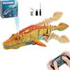 PHOEWON 2.4GHz Telecomandata RC Mosasaurus per Bambini, barca elettrica telecomandata a forma di dinosauro con doppia elica, piscina o lago per bambini dai 6 anni in su (giallo)