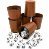 Klerbesh Bicchiere Dadi Pelle Marrone, Set 6 con 36 Dadi | Rivestimento Velluto Marrone per Lancio Silenzioso Forma a Tromba, Impilabile, Ideale per Bar, Pub e Serate KTV