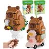 VorPrillynt Capibara Blocchi da costruzione, 2 Pezzi Blocchi da Costruzione Animali, Mini Mattoncini da Costruzione Capybara, Blocchi di Animali, Idea Regalo per Adulti, Decorazione da Scrivania in Ufficio