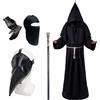 Celebration Directre Costume di Halloween da dottore della peste, maschera da medico della peste, maschera da prete, scettro, croce, collana, cintura, guanti in pelle, passamontagna, Halloween, carnevale, cosplay