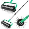 Qdreclod Arieggiatore Manuale a Rullo per Prato, Aeratore a Rullo con 42 Punte, Rullo da Giardino Riempito con Sabbia/Acqua Arieggiatore per Prato Rotante per Prato a Rullo per Giardino, Cortile, Terrazza