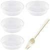 HDGSAFD Mangiatoia da 4 pezzi, ciotola per acqua, cucchiaio da 1 pezzo, dispenser per uccelli in plastica, adatto per l'alimentazione di mangimi per uccelli, vermi secchi, ecc.