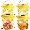 HTBAKOI 4 Trappola per Calabroni da Esterno Trappola Vespe Trappole Cattura Professionale Trappole Calabroni con Luci LED Solari Anti Scaccia Allontana Riutilizzabile per Giardino, Patio e Frutteto (Giallo)