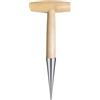 TOVINANNA Piantatore per Semi e Piantine da Giardino, Attrezzo da Giardinaggio Manico Ergonomico in Legno e Cromatura, per Forare Terreno