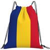 Tamiger Bandiera della Romania Stampa Leggero Pieghevole Coulisse Zaino Outdoor Sport Borsa Allenamento Viaggi Yoga, bianco, One Size, Classico
