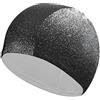 Zemblesong Cuffia da nuoto per capelli lunghi e corti, con glitter argento lucido