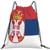 Tamiger Bandiera della Serbia Stampa Leggero Pieghevole Coulisse Zaino Outdoor Sport Bag Allenamento Viaggi Yoga, bianco, One Size, Classico