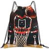 Tamiger Zaino leggero pieghevole con coulisse con stampa basket borsa per sport all'aria aperta allenamento viaggio yoga, bianco, One Size, Classico