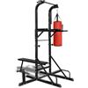 GBCDSWBR Stazione multifunzione con panca per pesi e sacco da boxe, torre fitness compatta per allenamento completo del corpo a casa