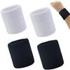 REBECCAGIBSON 4 pezzi Fasce Sudore Assorbenti,Nero e Biano Fasce il Sudore, Polsini Sportivi in Cotone ad Alta Elasticità,Sport Sweatband Polsino,Polsino Sport Assorbente,per Fitness,tennis