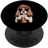 Vintage Cavalier Iced Coffee Funny Dog A Cavalier King Charles Spaniel Bere Caffè Freddo Cane Divertente PopSockets PopGrip Adesivo