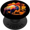 Buffalo Bison Art Paint Buffalo Shirt American Bison Western Sunset Landscape PopSockets PopGrip Adesivo