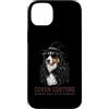 Coven Couture Witchy Halloween Fashion G Custodia per iPhone 14 Plus Collie Dog Witch Hat occhiali da sole piuma scialle elegante gotico