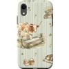 Cozy Countryside Farm Life Design Studio Custodia per iPhone XR Longhorn Mucca Vitello Pecora Fattoria Paese Acquerello