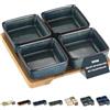 VETIN Set di ciotole per salse in ceramica con tagliere in legno, piatti per snack (sfumatura di colore verde, set da 4)