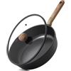 SENSARTE Padella Antiaderente 30 cm, Rivestimento Rinforzato al Titanio | padella induzione, padella sana con coperchio, manico ergonomico, lavabile in lavastoviglie