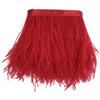 Sowder, orlo sfrangiato con piume di struzzo con nastro di raso per abito, per cucito, artigianato, costumi, decorazioni, confezione da 1,8 m Red