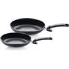Fissler Ceratal® Classic Plus - Set di 2 padelle (24 + 28 cm, nero orbito), made in Germany, padelle in ceramica prodotte senza PFAS/PTFE, fondo Cookstar®, impugnatura di sicurezza Comfort, induzione