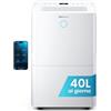 Pro Breeze 40L Deumidificatore WiFi con Sensore di Umidità Automatico, Display Digitale, Timer 24h, Funzione Bucato, Scarico Continuo, App Intelligente