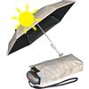 Knirps Mini ombrello tascabile da viaggio, piccolo e leggero, a righe, Beige-luxury Pearl - Black Heatshield, protezione UV e calore, 93 cm, Super mini compatto