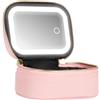 Generico Makeup Bag with Light Up Mirror - 5.91 Inch Cosmetic Case | PU Leather Vanity - Travel Toiletry Pouch, USB Charging LED Light Organizer Is Ideal for On The Go Train Ride Pool Parties