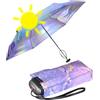Knirps Mini ombrello tascabile da viaggio, piccolo e leggero, a righe, acquerello viola, iridescente, protezione UV, 93 cm, Super mini compatto