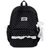 Generico Polka Dot Backpack Lace Backpack Y2k Aesthetic Large Laptop Daypack (Black,With charm)