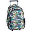 giovas Zaino Trolley Scuola Compatibile con Minecraft camo 46 cm, Zaino con Ruote per Bambini, 3 Scomparti, Manico Telescopico, Spallacci Imbottiti, Tasche Laterali, Elementari e Medie