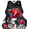 Generic CR-7 Set zaino scolastico con borsa pranzo e astuccio per ragazzi adolescenti(H)