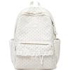 Generico Polka Dot Backpack Lace Backpack Y2k Aesthetic Large Laptop Daypack (White,Without charm)