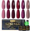 INPING Smalto Semipermante Unghie HEMA-FREE TPO-FREE, 6 Colori Glitter Rosso Scuro Viola Rosa Marrone Smalti Semipermanenti per Unghie, Gel Unghie Soak Off UV/LED DIY Nail Art Set, 8 ML