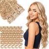 SEGOHAIR Extension con clip in capelli veri, 6 pezzi, per donne e donne, colore marrone dorato con biondo sbiancato, # 12P613,25 cm, 31 g
