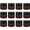 Lahkvor 12 Pezzi Vasetti in Vetro Ambra 5ml con Coperchio Nero, Contenitori per Crema e Unguento con Rivestimento Interno, Piccoli Barattoli per Campioni Cosmetici