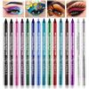 LemonSac Set di 15 penne eyeliner colorate, set eyeliner per eyeliner con perline, penna eyeliner in metallo, eyeliner glitterato per donna, eyeliner e eyeliner, trucco professionale