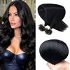 SEGO Extension Cheratina Capelli Veri Set da 200 Ciocche - 100% Remy Human Hair Pre-bonded senza Clip 50 cm (100 g) (0.5g) #1 Jet Nero