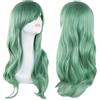 Funmo Parrucca lunga rosso per donna - Bionde lunghe per donna Parrucche sintetiche capelli ondulati naturali con radice scura parrucca anime parrucca in fibra chimica (Verde)