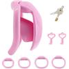 BDSMJOY Gabbie per pene ABS Gabbia per Pene 4 Anelli Inclusi (Rosa, L) | Sex Toys per Uomo, Penis Bondage, Gabbia con Anelli, Sexytoysys Uomo Toys