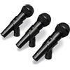 WOODBRASS MM5S - Set di 3 microfoni dinamici cardioidi, microfono perfetto per il suono del canto, voce, coro e strumenti su palco live o studio + valigetta e accessori