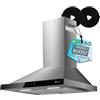 Kompatic ALVIA 60 KALVW60, Cappa Aspirante a Parete 60 cm, Brushless 450 m³/h, A+++, Touch, 3 Velocità + Boost, Timer, LED, Reminder Filtri, Filtri a Carbone Inclusi, Inox