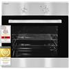Exquisit Forno da incasso EBE 455-1.1 - 62 l, classe energetica A, 2200 W | Forno da incasso senza piano cottura, calore superiore/inferiore, 50-250 °C, effetto inox, con teglia e griglia