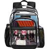 GiMiUiTo Zaino trasparente resistente - Grande borsa trasparente per scuola, università, lavoro, viaggi e sicurezza, Nero, L, Zaino trasparente
