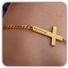 Handmade Oro croce bracciale con nome, su misura battesimo ragazza primo comunione gioiello per ragazze