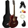 TIGER Kit Chitarra Acustica Corpo Standard, Full Size, Cutaway, Rosso (Red)