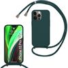 FERLAN Custodia per iPhone 15 Pro Max Cover con Cordino,Verde | Custodia con Laccio Collana Tracolla Regolabile Sottile Silicone Morbido TPU Bumper Antiurto AntiGraffio Protettiva Case