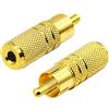 zdyCGTime, adattatore audio placcato in oro da RCA a 3,5 mm jack in metallo da 3,5 mm femmina a RCA maschio, adattatore connettore per cuffie da 3,5 mm (oro/confezione da 2 F/M)